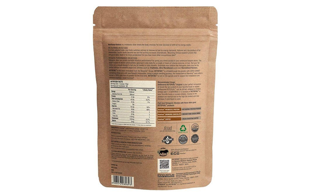 Ketofuel Original Unflavored Ketogenic Fat Powder   Pack  500 grams